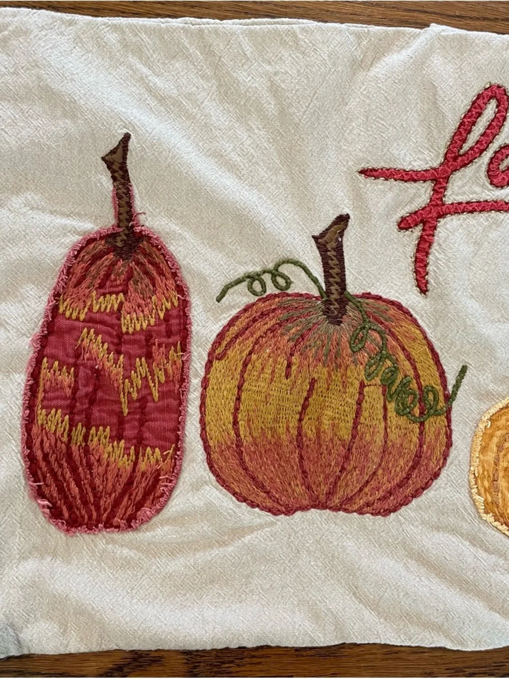 Pottery Barn Pumpkin Family Lumbar Embroidery Thanksgiving Pillow Cover 16 X 26